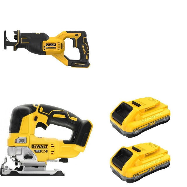 DeWalt DCB2104-2 POWERPACK 4Ah 2-Pack W/ DCS334B Jig Saw and DCS382B Reciprocating Saw