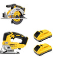DeWalt DCB2104-2 POWERPACK 4Ah 2-Pack W/ DCS334B Jig Saw and DCS565B 6-1/2 in. Circular Saw