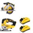 DeWalt DCB2104-2 POWERPACK 4Ah 2-Pack W/ DCS334B Jig Saw and DCS565B 6-1/2 in. Circular Saw