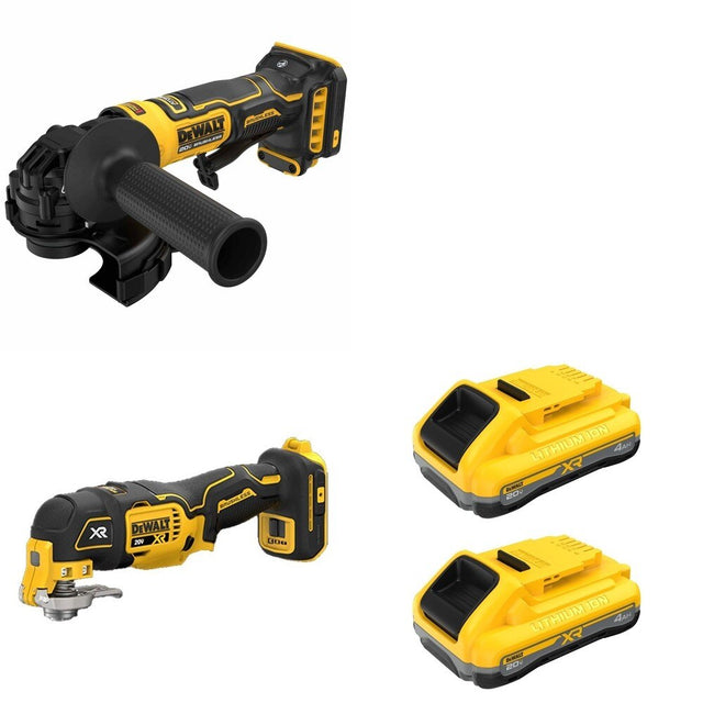 DeWalt DCB2104-2 20V MAX XR POWERPACK 4Ah Battery 2-Pack W/ DCG402B Angle Grinder and DCS356B
