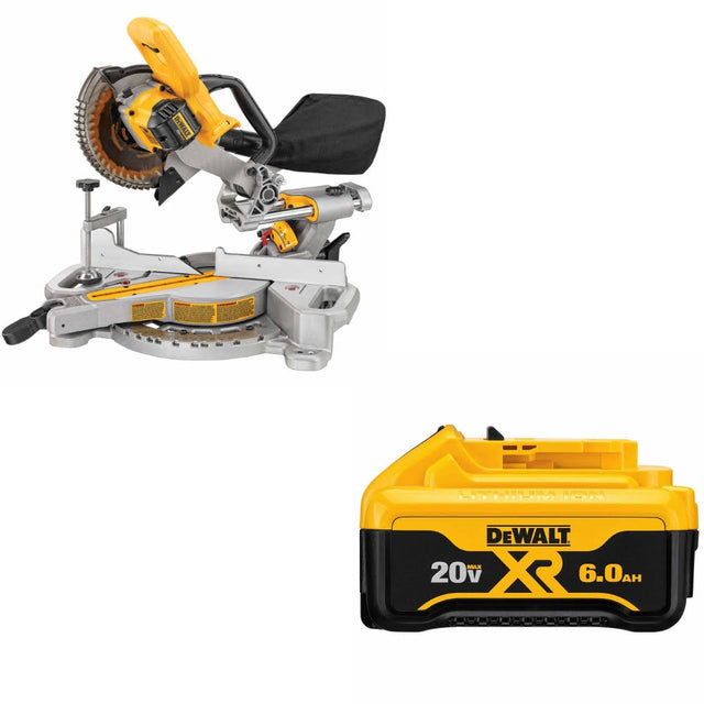 DeWalt DCS361B 20V MAX 7-1/4" Miter Saw, Bare W/ DCB206 20V MAX 6Ah Battery Pack