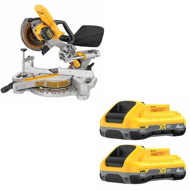 DeWalt DCS361B 7-1/4 in. Sliding Miter Saw W/ FREE DCB2104-2 4Ah Battery, 2 Pack