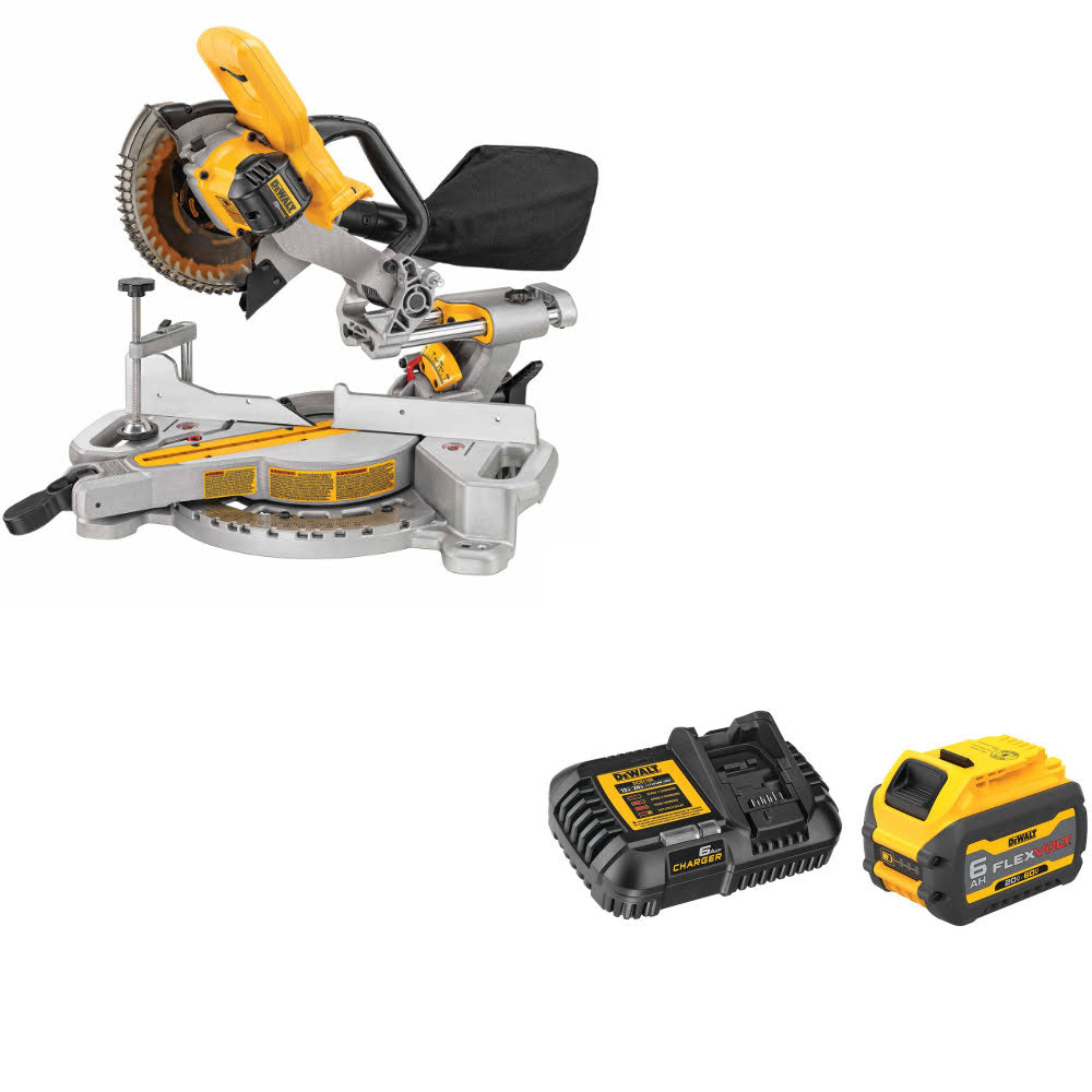 DeWalt DCS361B 20V MAX 7-1/4" Miter Saw, Bare W/ DCB606C 20V/60V MAX Starter Kit