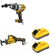 DeWalt DCB2104-2 POWERPACK 4Ah 2-Pack W/ DCD1007B Hammer Drill and DCS369B One-Handed Recip Saw