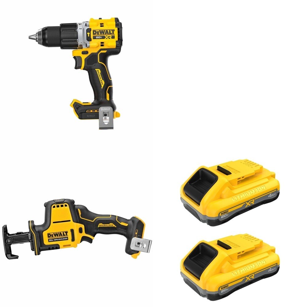 DeWalt DCB2104-2 POWERPACK 4Ah 2-Pack W/ DCD806B Hammer Drill and DCS369B One-Handed Recip Saw