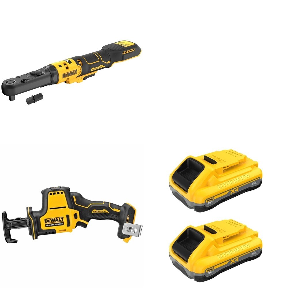 DeWalt DCF510B 20V MAX XR Sealed Head Ratchet W/ DCB2104-2 POWERPACK 4Ah 2-Pack and DCS369B
