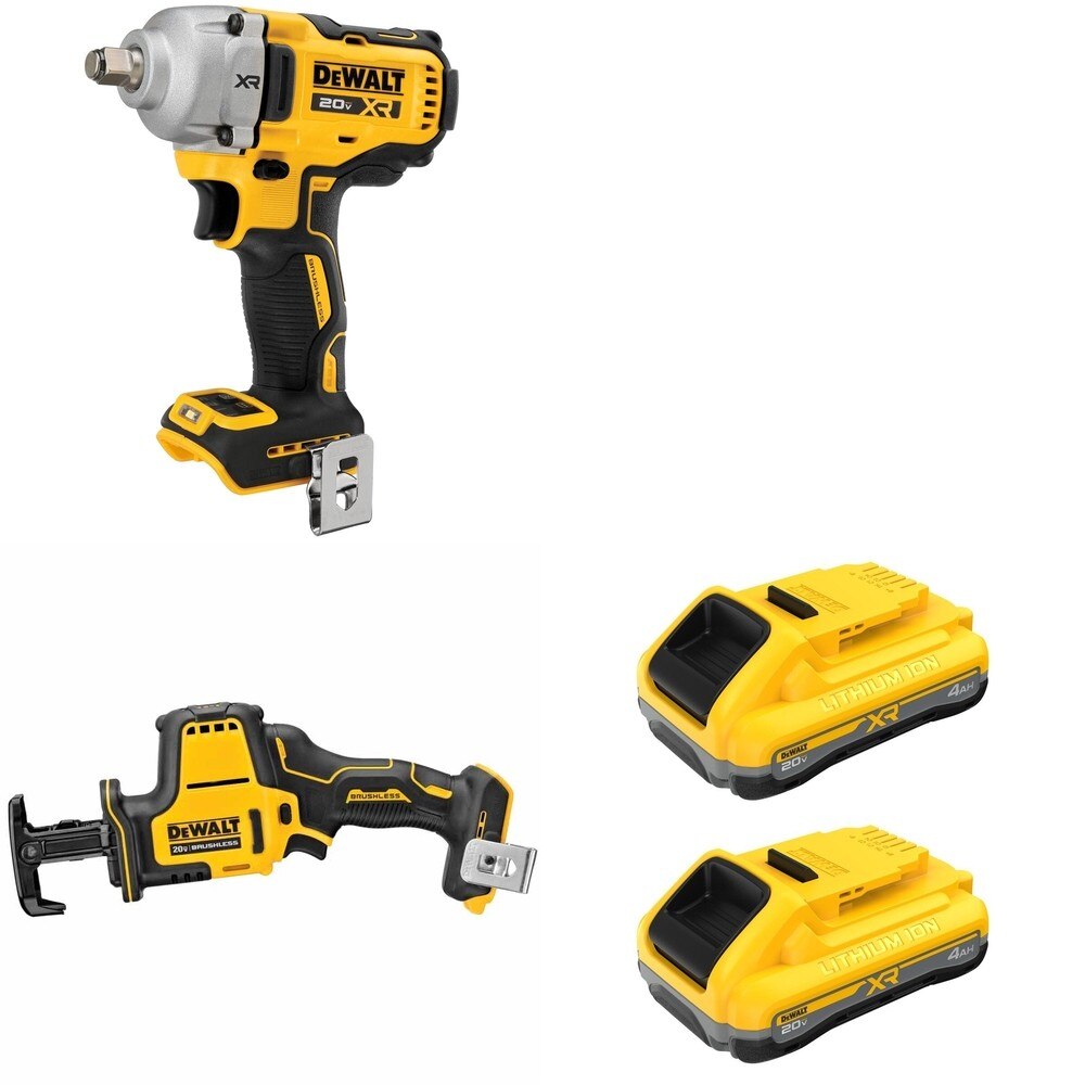 DeWalt DCF891B Mid-Range Impact Wrench W/ DCB2104-2 POWERPACK 4Ah 2-Pack and DCS369B