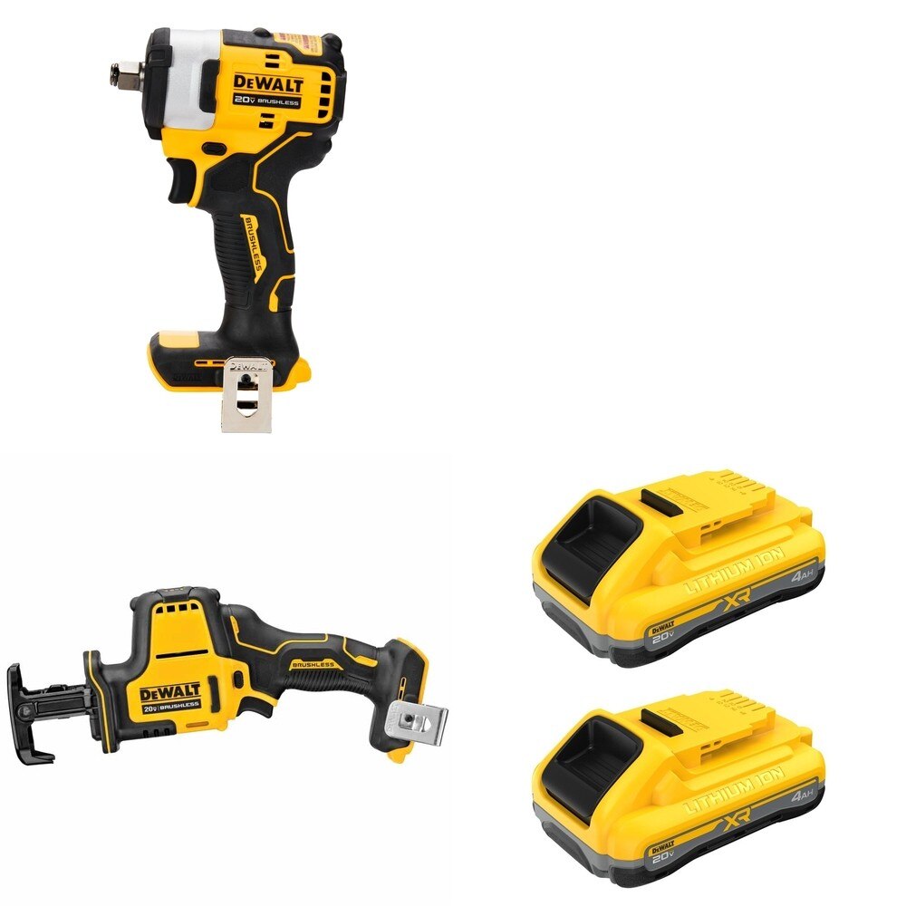 DeWalt DCB2104-2 POWERPACK 4Ah 2-Pack W/ DCF911B Impact Wrench and DCS369B One-Handed Recip Saw