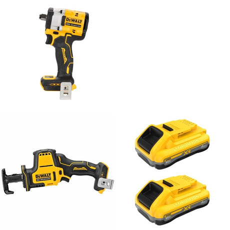 DeWalt DCB2104-2 POWERPACK 4Ah 2-Pack W/ DCF921B Impact Wrench and DCS369B One-Handed Recip Saw