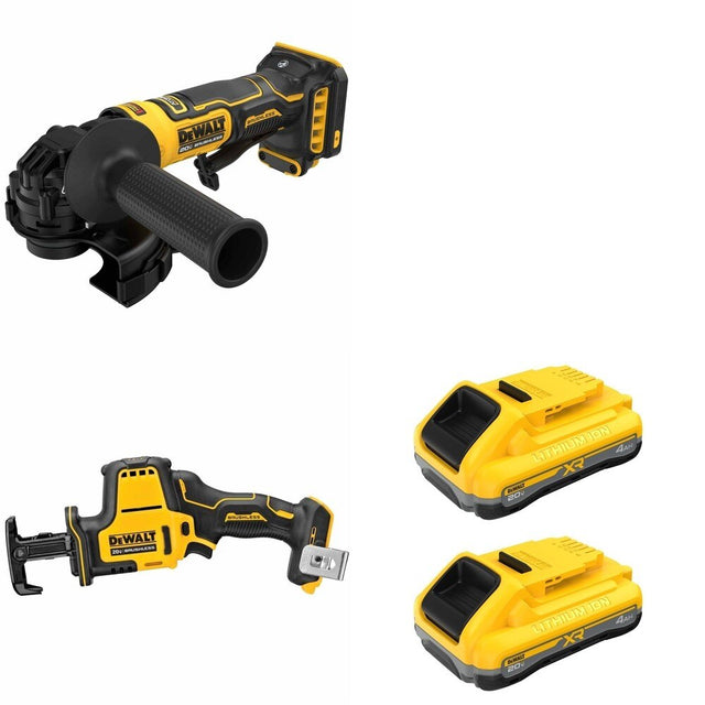 DeWalt DCB2104-2 POWERPACK 4Ah 2-Pack W/ DCG402B Angle Grinder and DCS369B One-Handed Recip Saw