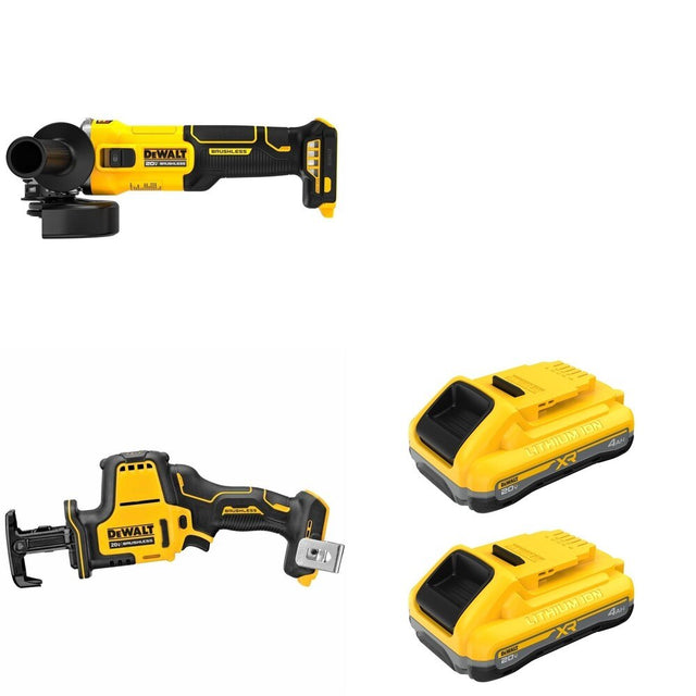 DeWalt DCB2104-2 POWERPACK 4Ah 2-Pack W/ DCG407B Slide-Switch Grinder and DCS369B