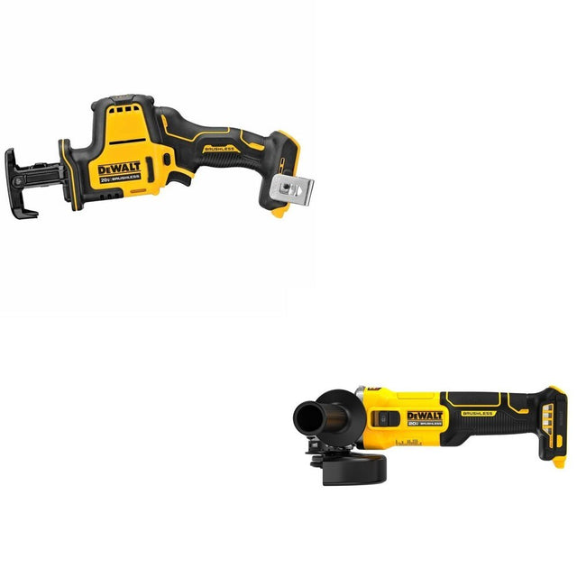 DeWalt DCG407B 20V MAX 4-1/2 in. Slide-Switch Grinder W/ DCS369B One-Handed Recip Saw