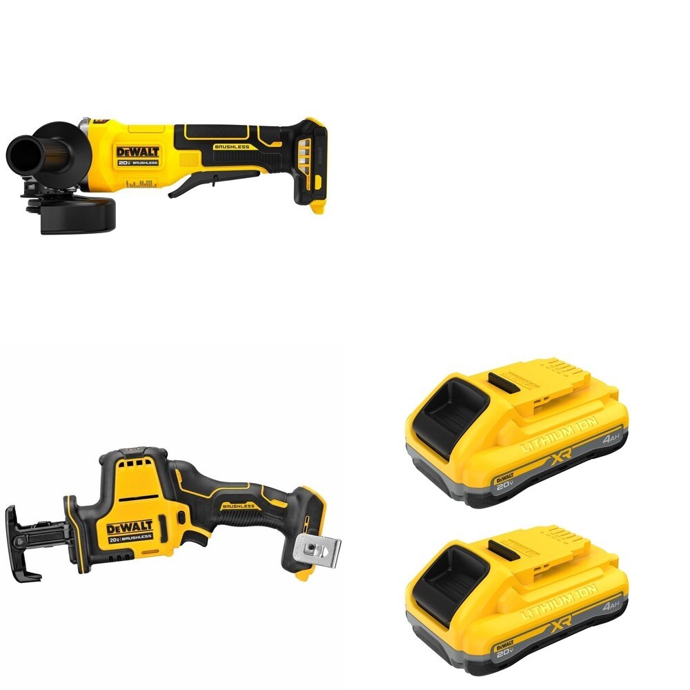 DeWalt DCB2104-2 POWERPACK 4Ah 2-Pack W/ DCS369B and DCG408B Paddle-Switch Grinder