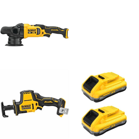 DeWalt DCM848B Random Orbit Polisher W/ DCB2104-2 POWERPACK 4Ah 2-Pack and DCS369B