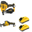 DeWalt DCN45RNB 20V MAX 15-Degree Roofing Nailer W/ DCB2104-2 POWERPACK 4Ah 2-Pack and DCS369B