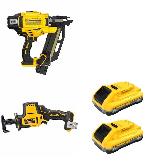 DeWalt DCN920B 21-Degree Framing Nailer W/ DCB2104-2 POWERPACK 4Ah 2-Pack and DCS369B