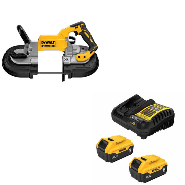 DeWalt DCS374B 20V MAX Band Saw, Bare W/ DCB205-2C 20V MAX 5Ah Battery Kit