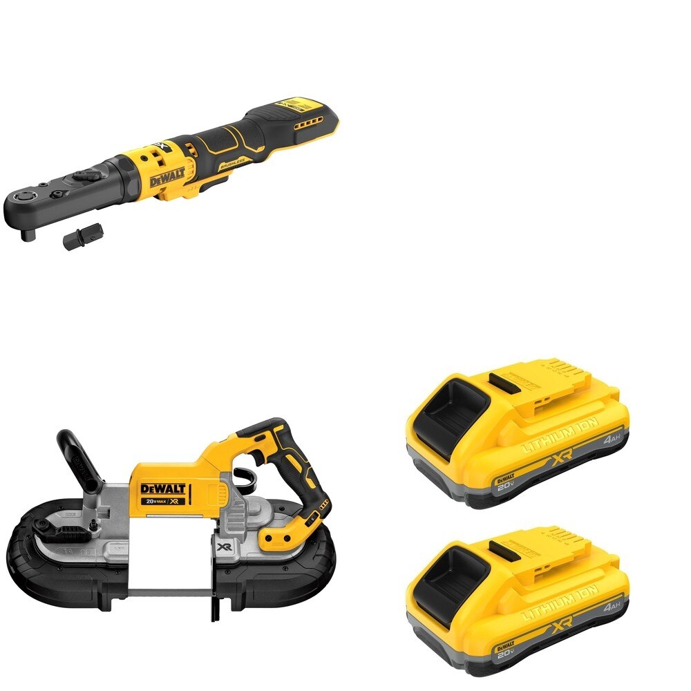 DeWalt DCS374B 20V MAX Deep Cut Band Saw W/ DCF510B and DCB2104-2 POWERPACK 4Ah 2-Pack