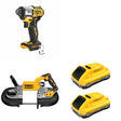 DeWalt DCS374B 20V MAX Deep Cut Band Saw W/ DCB2104-2 and DCF845B 3-Speed Impact Driver