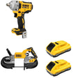 DeWalt DCS374B 20V MAX Deep Cut Band Saw W/ DCF891B Mid-Range Impact Wrench and DCB2104-2