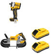DeWalt DCS374B Deep Cut Band Saw W/ DCB2104-2 POWERPACK 4Ah 2-Pack and DCF921B Impact Wrench