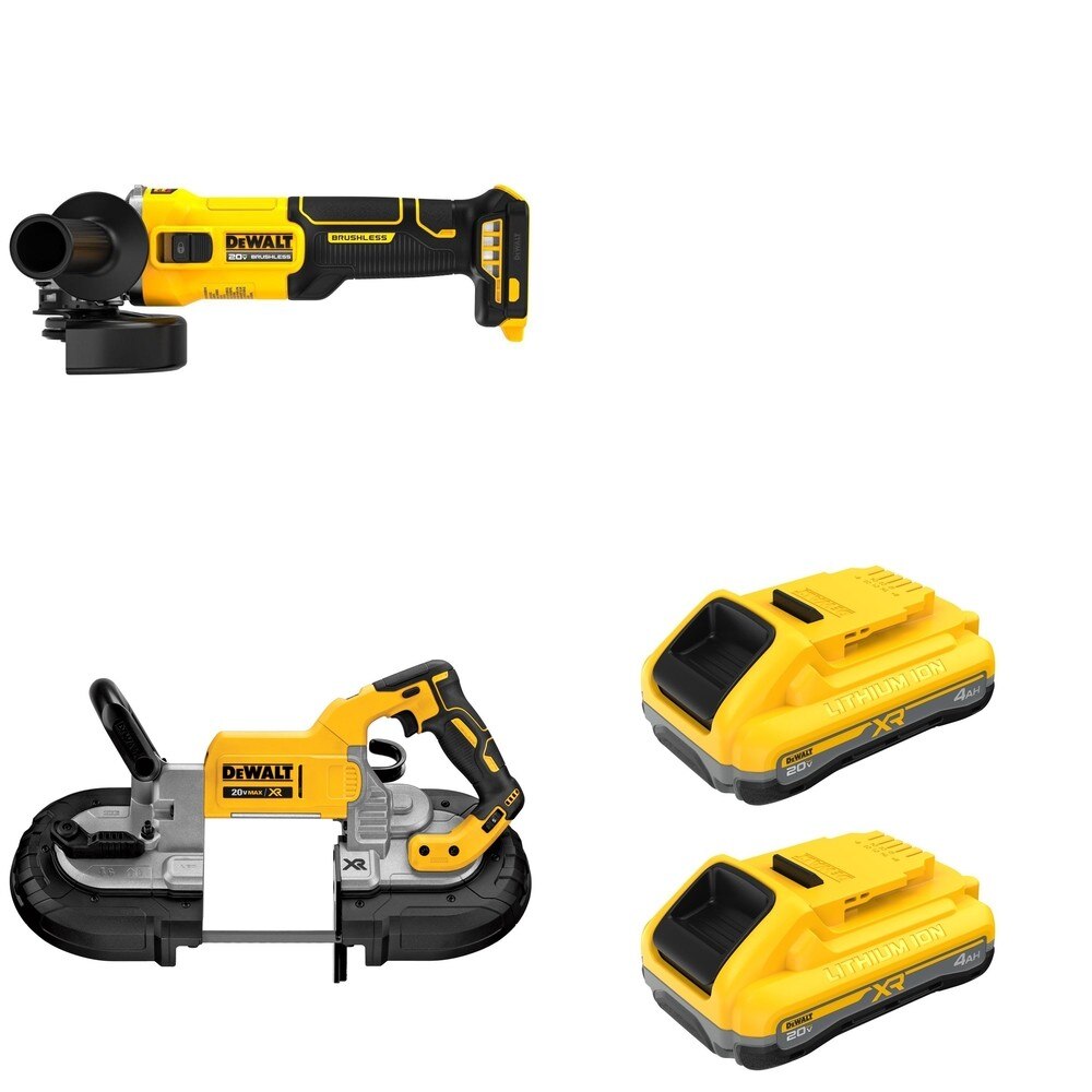 DeWalt DCS374B 20V MAX Deep Cut Band Saw W/ DCB2104-2 POWERPACK 4Ah 2-Pack and DCG407B