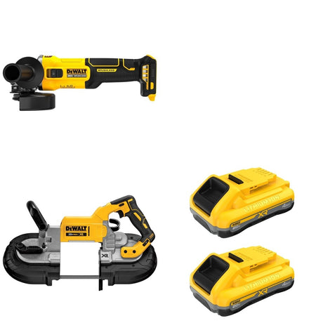 DeWalt DCS374B 20V MAX Deep Cut Band Saw W/ DCB2104-2 POWERPACK 4Ah 2-Pack and DCG407B