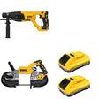 DeWalt DCS374B 20V MAX Deep Cut Band Saw W/ DCB2104-2 and DCH133B D-Handle Rotary Hammer