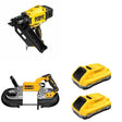 DeWalt DCN930B 20V MAX XR 30-Degree Framing Nailer W/ DCS374B Deep Cut Band Saw and DCB2104-2