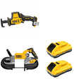 DeWalt DCS374B 20V MAX Deep Cut Band Saw W/ DCB2104-2 POWERPACK 4Ah 2-Pack and DCS369B