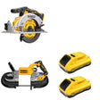 DeWalt DCS374B 20V MAX Deep Cut Band Saw W/ DCB2104-2 and DCS565B 6-1/2 in. Circular Saw