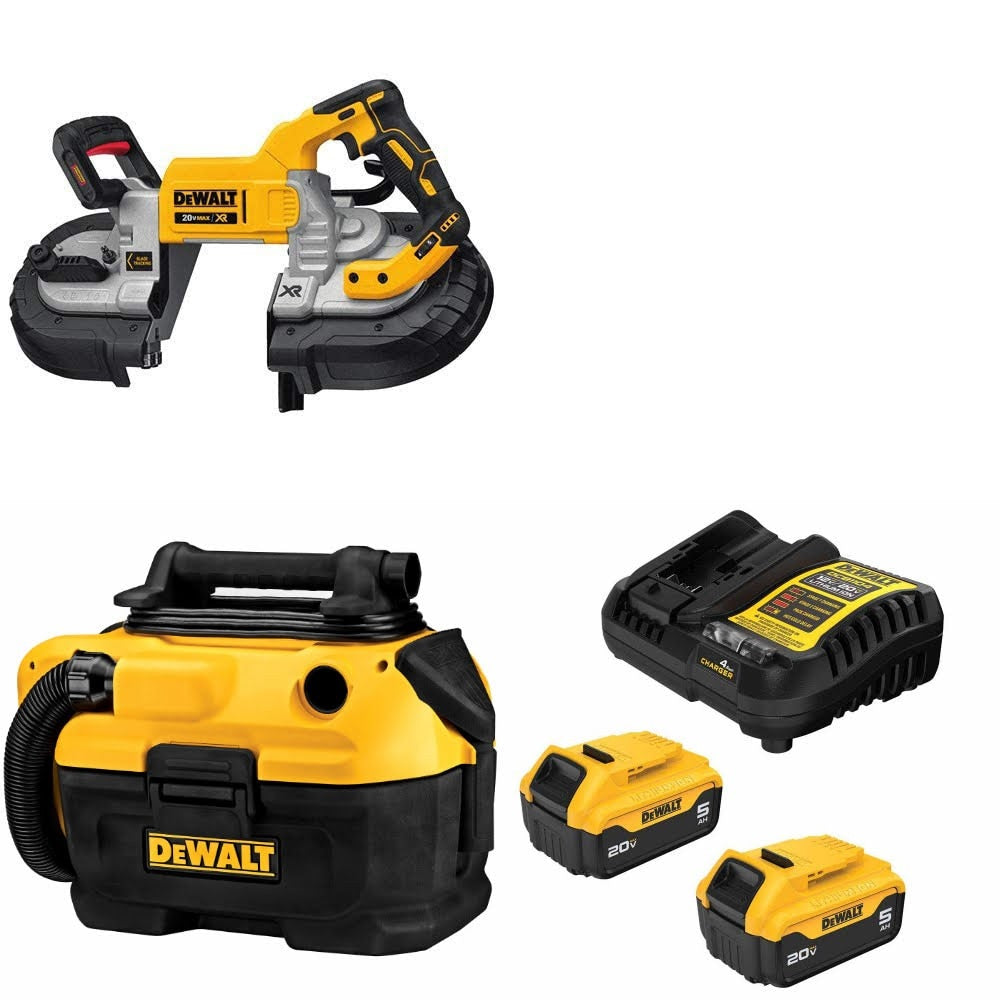 DeWalt DCS376B Bandsaw Kit W/ DCV581H Wet-Dry Vacuum and FREE DCB205-2C Battery Kit