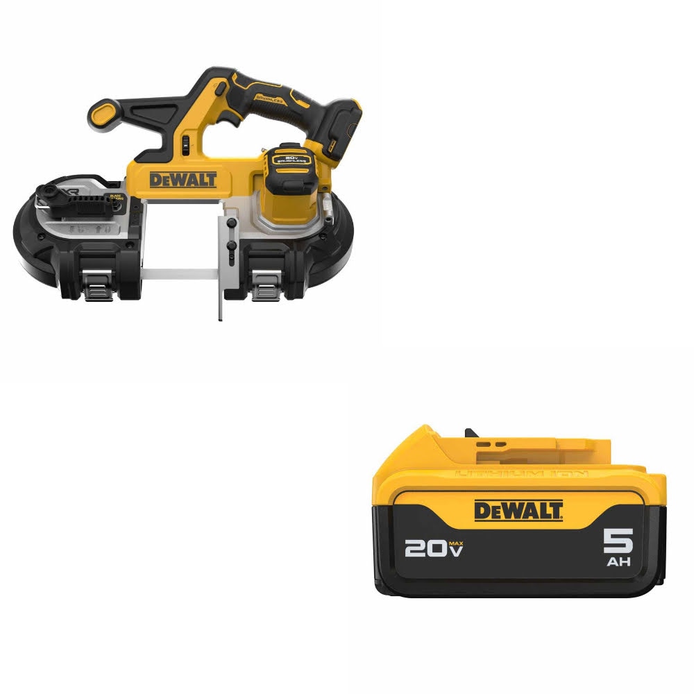 DeWalt DCS378B 20V 3-1/4" Band Saw, Bare W/ DCB205 20V MAX XR 5.0Ah Battery Pack