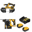 DeWalt DCS378B 20V Band Saw Kit W/ DCH273B 20V Rotary Hammer and FREE DCB205-2C 20V 5Ah Battery Kit