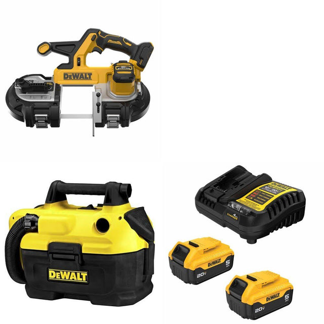 DeWalt DCS378B 20V MAX Bandsaw Kit W/ DCV580H Wet/Dry Vacuum and FREE DCB205-2C Battery Kit