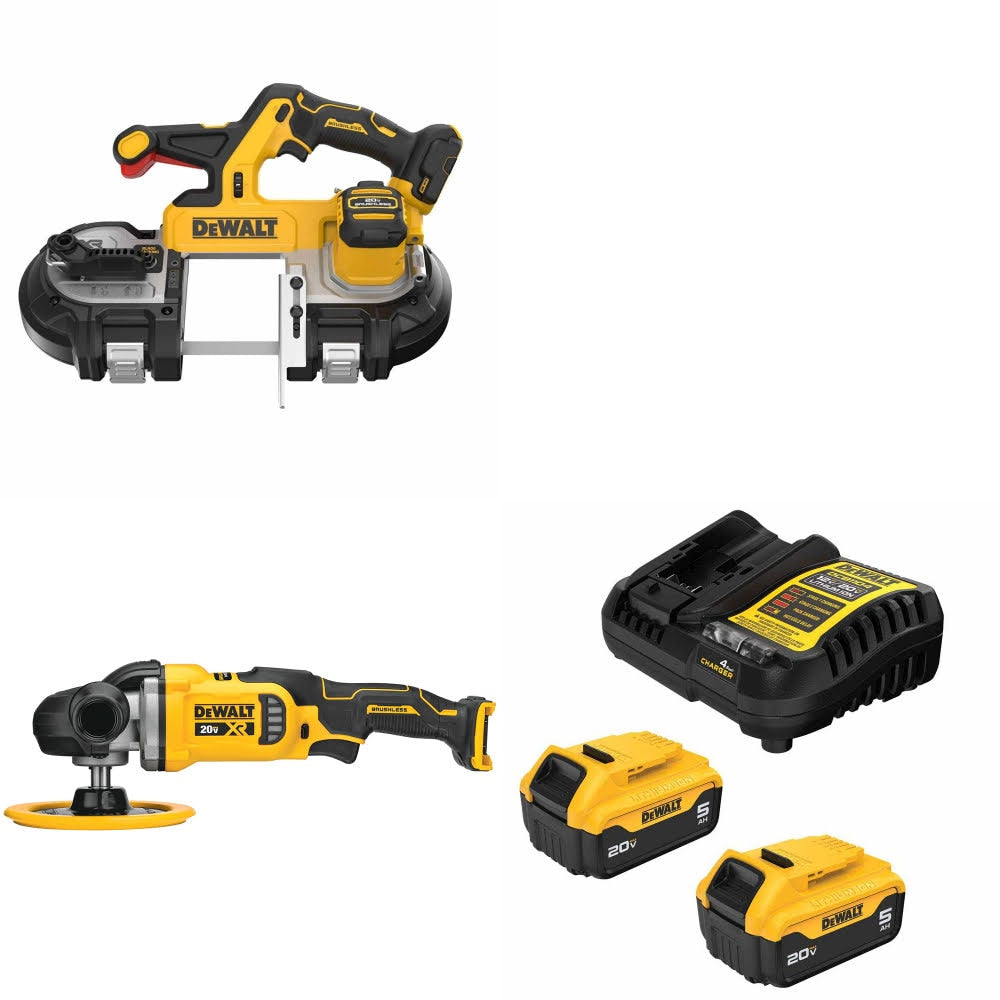 DeWalt DCS379B 20V MAX Bandsaw Kit W/ DCM849B Rotary Polisher and FREE DCB205-2C Battery Kit