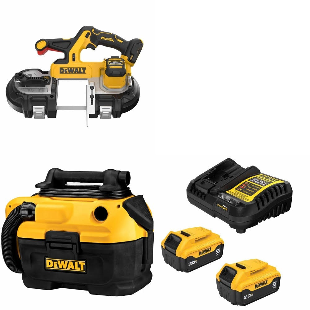 DeWalt DCS379B 20V MAX Bandsaw Kit W/ DCV581H Wet-Dry Vacuum and FREE DCB205-2C Battery Kit