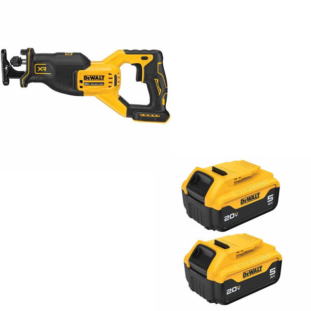 DeWalt DCS382B 20V MAX RECIP SAW, Bare W/ DCB205-2 20V MAX 5Ah Battery, 2Pk