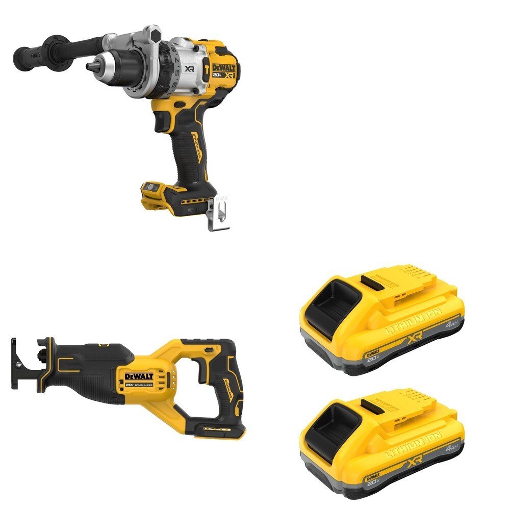 DeWalt DCB2104-2 POWERPACK 4Ah 2-Pack W/ DCD1007B Hammer Drill and DCS382B Reciprocating Saw
