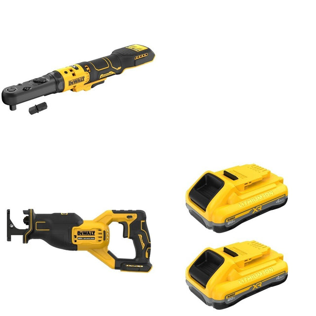 DeWalt DCF510B 20V MAX XR Sealed Head Ratchet W/ DCB2104-2 POWERPACK 4Ah 2-Pack and DCS382B
