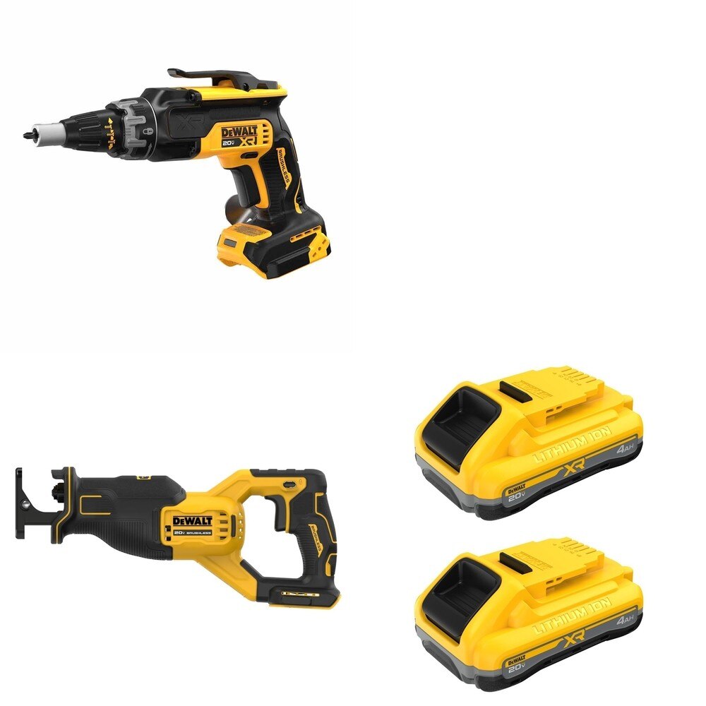 DeWalt DCB2104-2 POWERPACK 4Ah 2-Pack W/ DCF630B Drywall Screwgun and DCS382B Reciprocating Saw