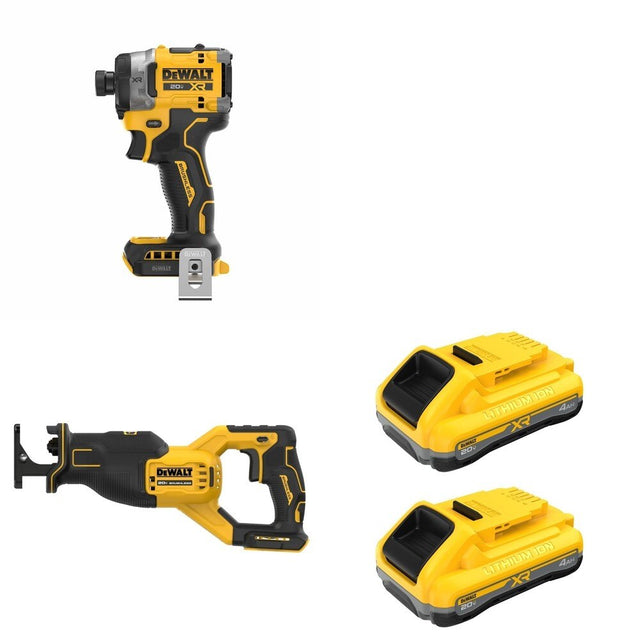 DeWalt DCB2104-2 POWERPACK 4Ah 2-Pack W/ DCF860B Impact Driver and DCS382B Reciprocating Saw