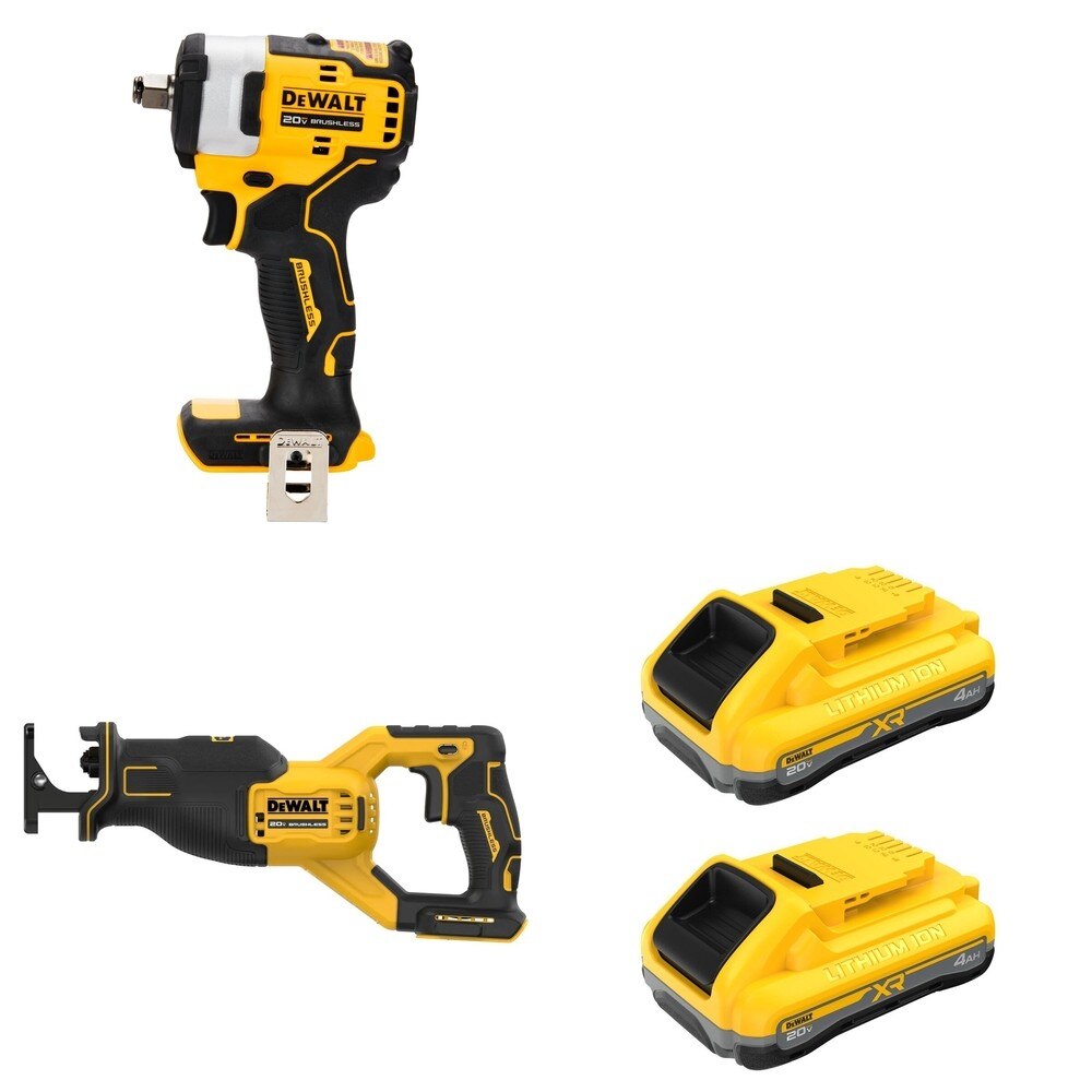 DeWalt DCB2104-2 POWERPACK 4Ah 2-Pack W/ DCF911B Impact Wrench and DCS382B Reciprocating Saw