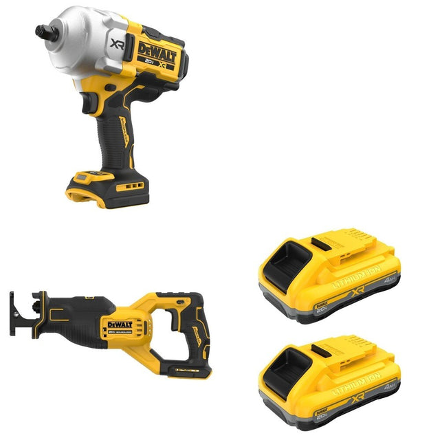 DeWalt DCF961B High Torque Impact Wrench W/ DCB2104-2 POWERPACK 4Ah 2-Pack and DCS382B