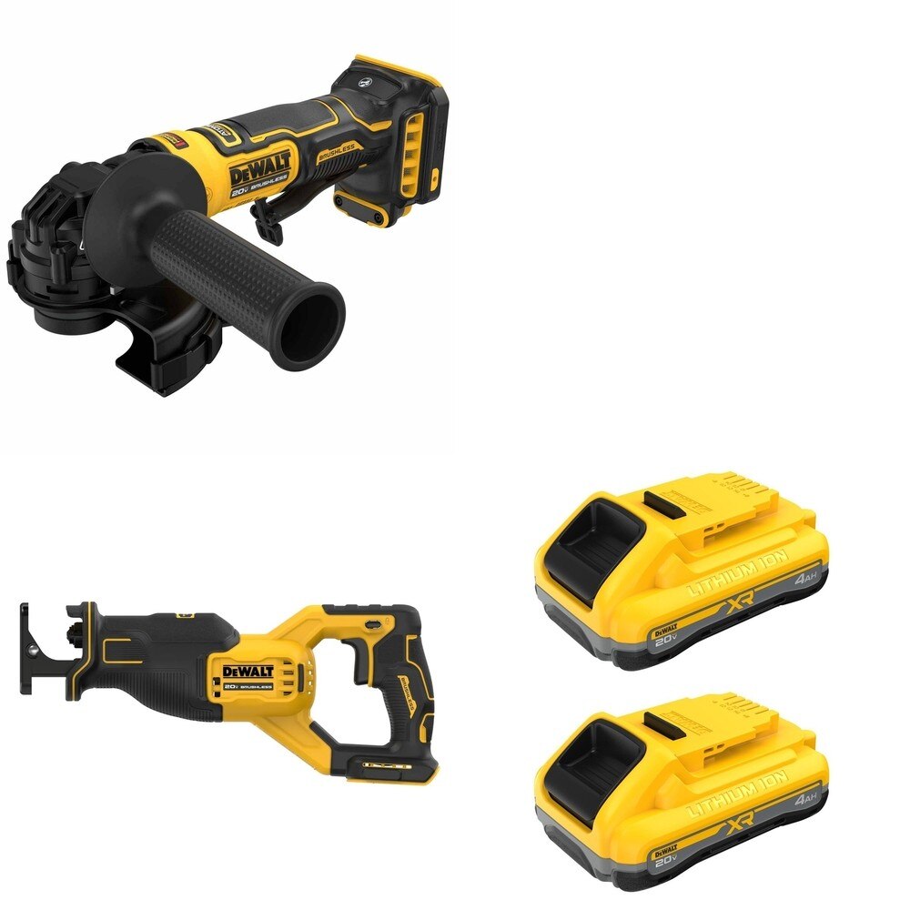 DeWalt DCB2104-2 POWERPACK 4Ah 2-Pack W/ DCG402B Angle Grinder and DCS382B Reciprocating Saw