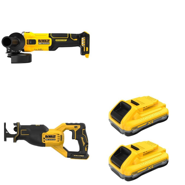 DeWalt DCB2104-2 POWERPACK 4Ah 2-Pack W/ DCG407B Slide-Switch Grinder and DCS382B