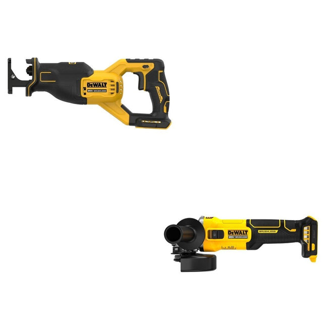 DeWalt DCG407B 20V MAX 4-1/2 in. Slide-Switch Grinder W/ DCS382B Reciprocating Saw