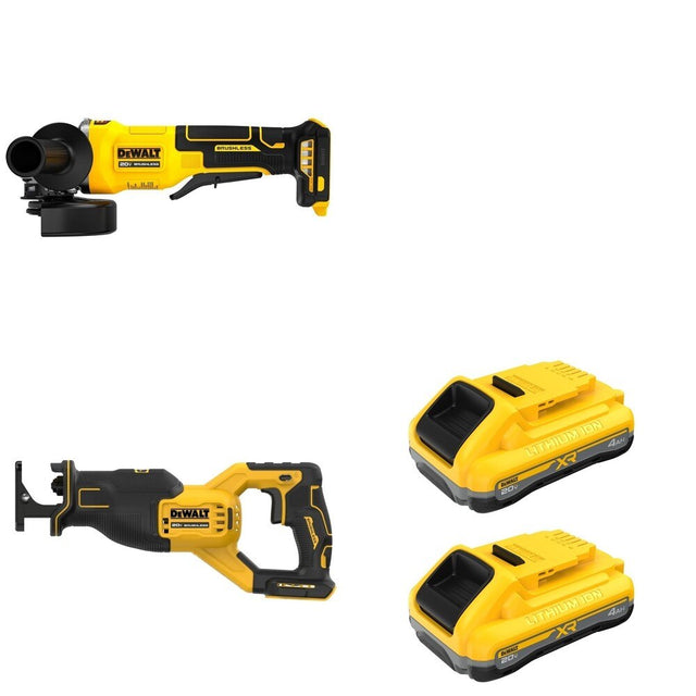 DeWalt DCB2104-2 POWERPACK 4Ah 2-Pack W/ DCS382B and DCG408B Paddle-Switch Grinder