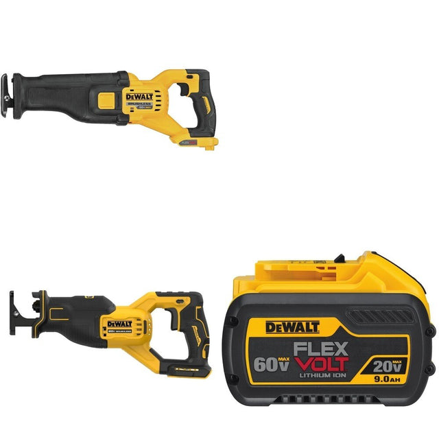 DeWalt DCS389B 60V MAX Reciprocating Saw W/ DCB609 9.0Ah Battery and DCS382B Reciprocating Saw