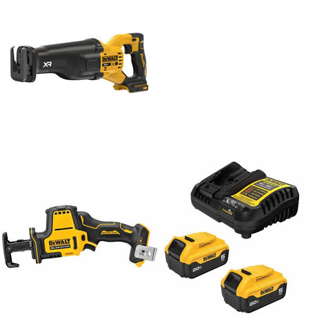 DeWalt DCS384B Reciprocating Saw Kit W/ DCS369B One-Handed Saw and FREE DCB205-2C Battery Kit